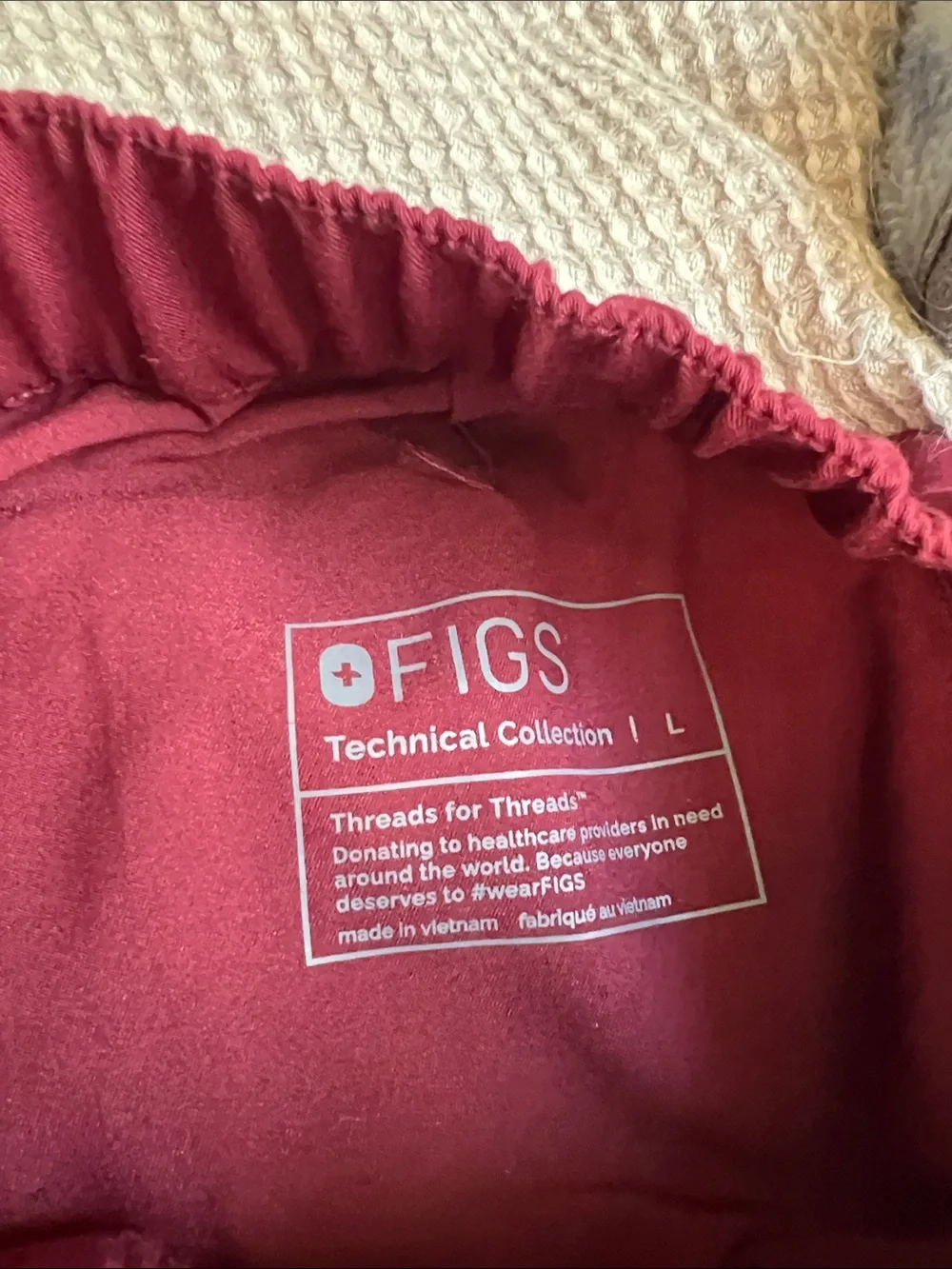 FIGS- Men's Technical Collection Burgundy Pant Button and Zip closure